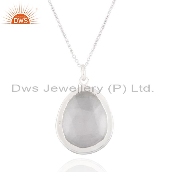 Suppliers Natural Himalayan Rock Crystal Quartz Sterling Silver Pendant with 16" Chain