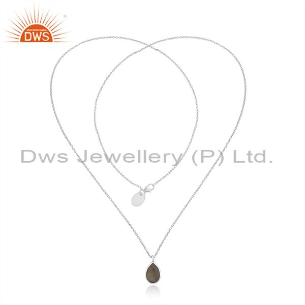 Exporter Labradorite Gemstone 925 Fine Sterling Silver Chain Necklace Manufacturer India