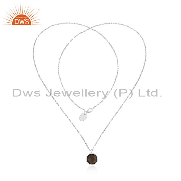 Exporter Smoky Quartz Gemstone Fine Sterling Silver Chain Pendant Wholesaler India