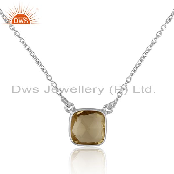 Handmade dainty necklace in silver 925 adorn with lemon topaz