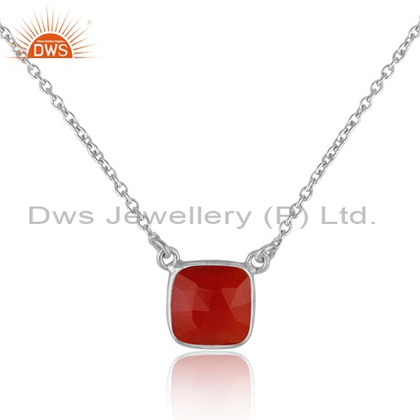 Handmade dainty necklace in silver 925 adorn adorn with red onyx