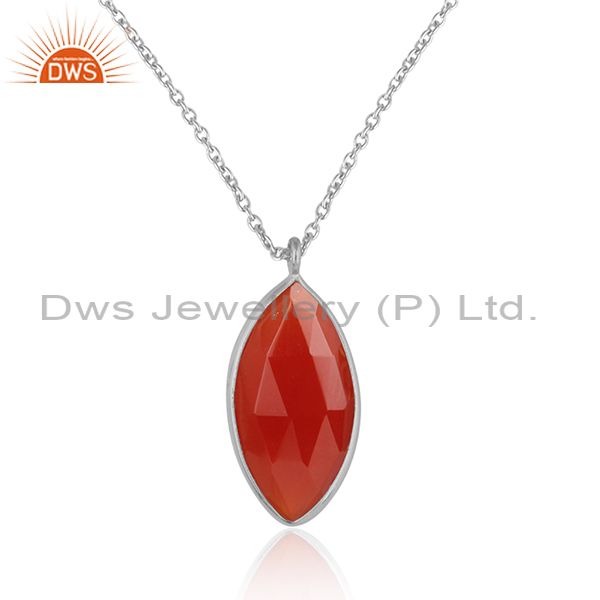 Red onyx gemstone designer fine sterling silver chain pendants