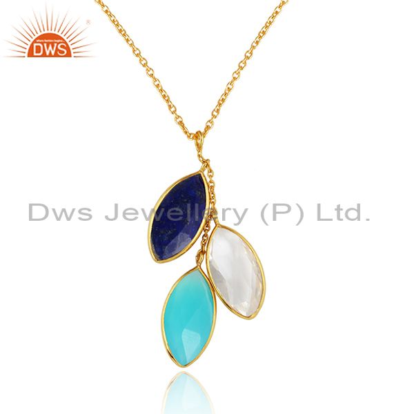 Multi gemstone new arrival gold plated 925 silver chain pendants