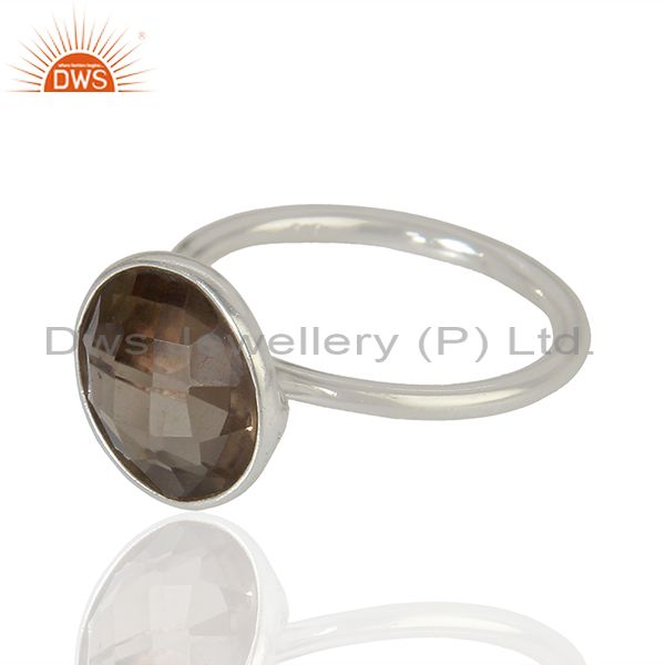 Exporter 925 Sterling Fine Silver Smoky Quartz Gemstone Rings Jewelry Supplier