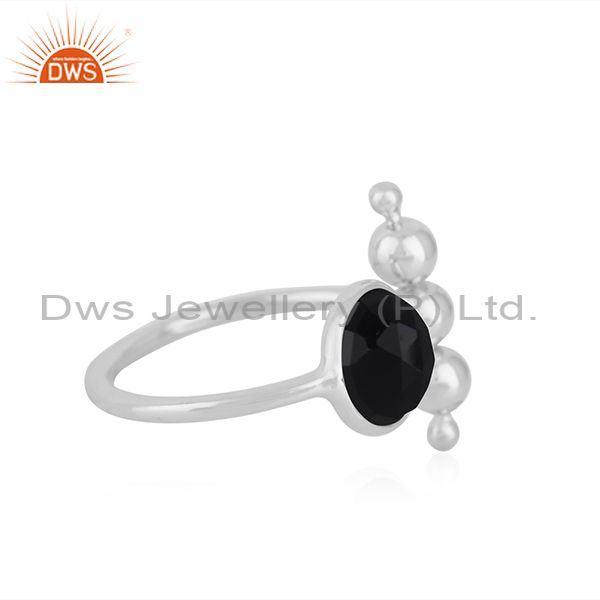 Exporter Black Onyx Fine Sterling 92.5 Silver Gemstone Ring Manufacturer INdia