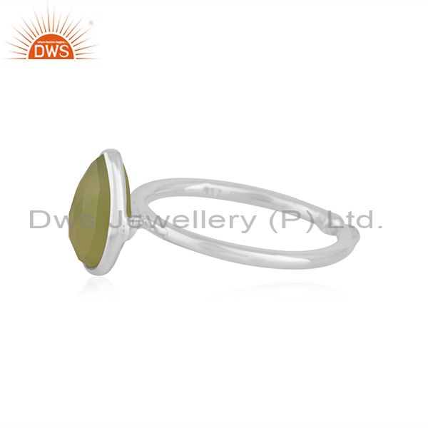 Exporter Prehnite Chalcedony Gemstone Fine Sterling Silver Ring Manufacturer in Jaipur
