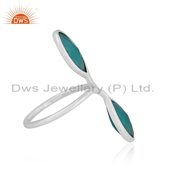 Exporter Aqua Chalcedony Designer 92.5 Sterling Fine Silver Womens Rings