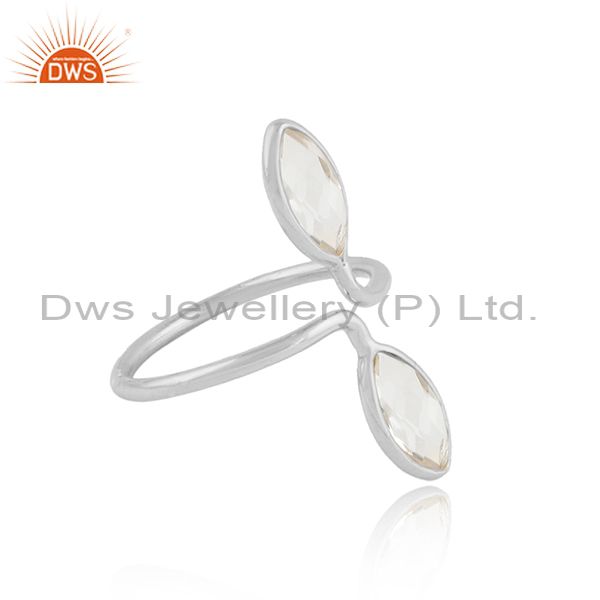 Crystal quartz gemstone designer 925 fine sterling silver rings