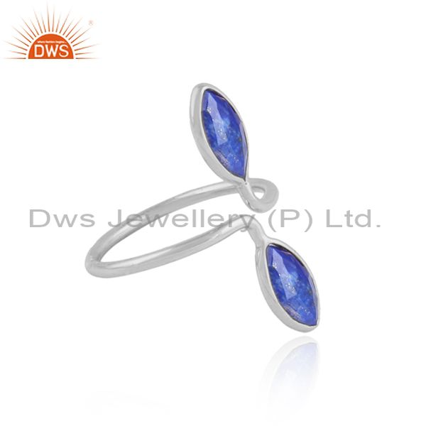 Lapis lazuli gemstone womens fine sterling silver designer rings