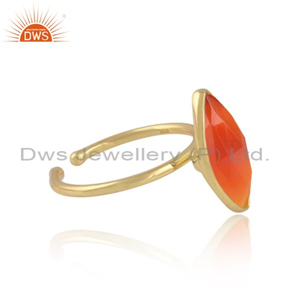 Red onyx gemstone designer 18k yellow gold plated silver rings