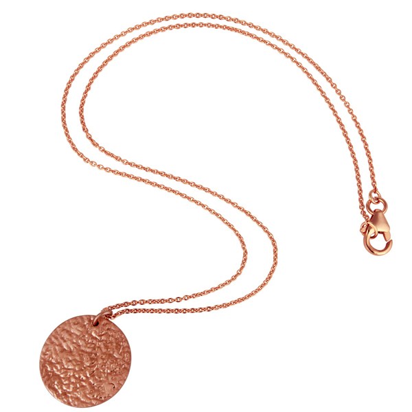 Designers 18K Rose Gold Plated Sterling Silver Plain Disc Design Pendant With 31" in Chain