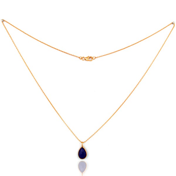 Designers 925 Silver Lapis Lazuli 18-karat Gold Plated Third Eye Chakra Pendant Necklace