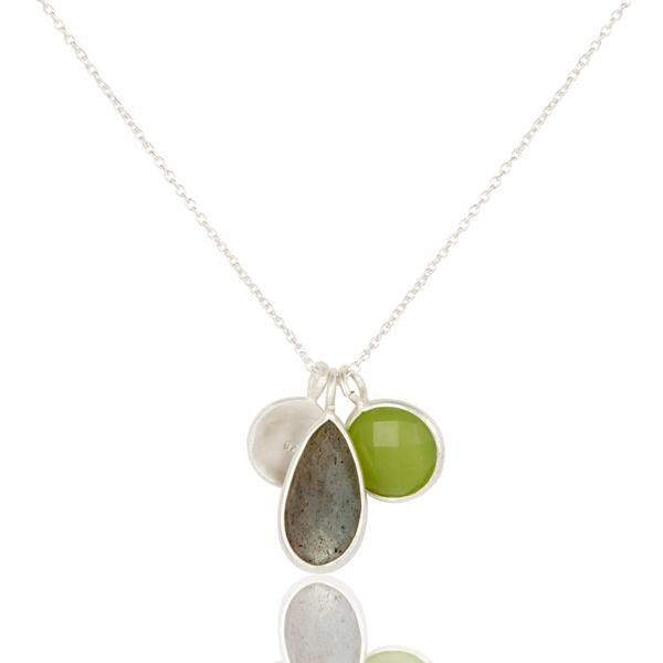 Wholesalers 925 Sterling Silver Labradorite And Aqua Chalcedony Pendant With Chain