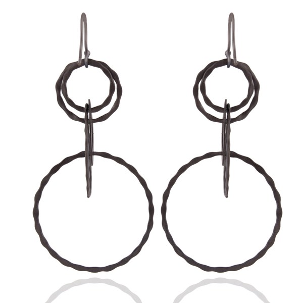 Suppliers Black Rhodium Sterling Silver Hammered Multiplication Circle Earrings
