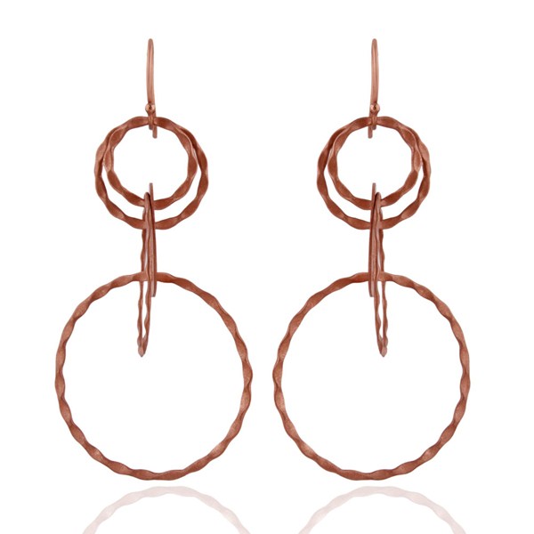 Suppliers Rose Gold Over Silver Hammered Multiplication Circle Dangle Earring