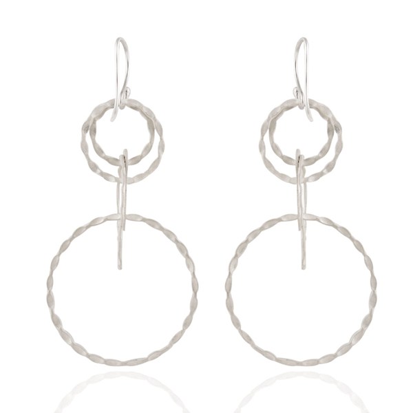 Suppliers 925 Solid Sterling Silver Hammered Multi Circle Design Dangle Earrings