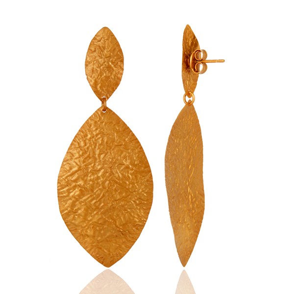 Suppliers Handcrafted Solid Sterling Silver Dangle Earrings With Yellow Gold Plated
