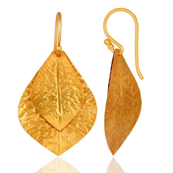 Suppliers 22K Yellow Gold Plated Sterling Silver Handcrafted Designer Dangle Earrings