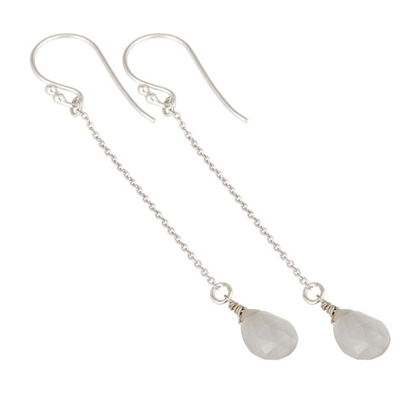 Suppliers Solid Sterling Silver White Moonstone Chain Drop Earrings