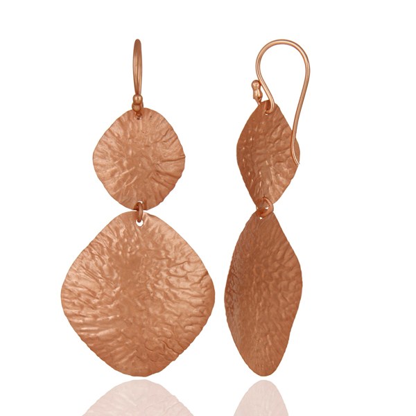 Suppliers 18K Rose Gold Over Sterling Silver Dangling Flake Drop Earrings