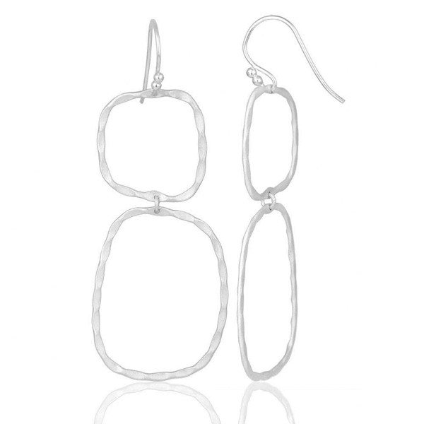 Suppliers Solid Sterling Silver Hammered Open Double Circle Dangle Earrings