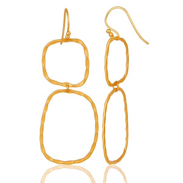 Suppliers 22K Yellow Gold Plated Sterling Silver Hand Hammered Dangle Earrings