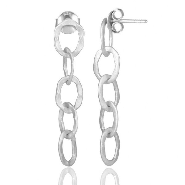 Suppliers Solid Sterling Silver Hammered Link Chain Dangle Earrings