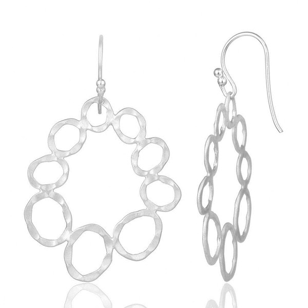 Suppliers Handmade Solid Sterling Silver Hammered Circle Dangle Earrings