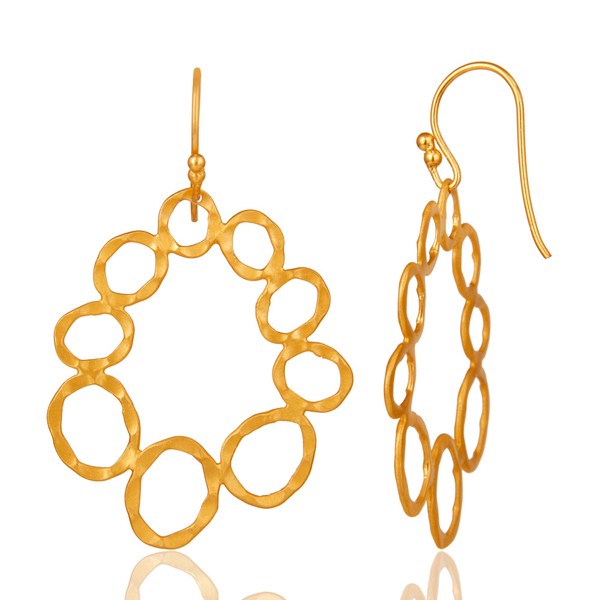 Suppliers 24K Yellow Gold Plated Sterling Silver Hammered Multi Circle Dangle Earrings