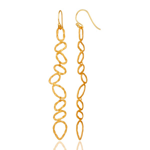 Suppliers 18K Gold Plated Solid Sterling Silver Hammered Dangle Earrings