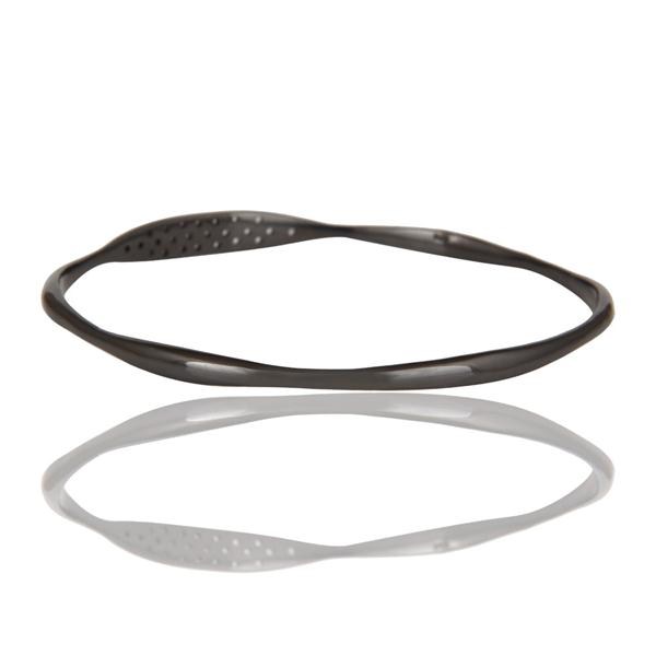 Wholesalers of 18k gold over black oxidized 925 silver white topaz bangle jewelry