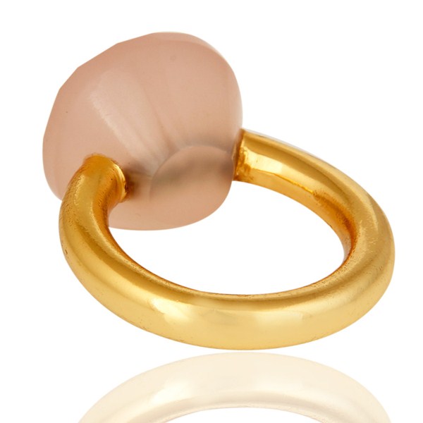 Suppliers Faceted Rose Chalcedony 18K Yellow Gold Plated Sterling Silver Stackable Ring
