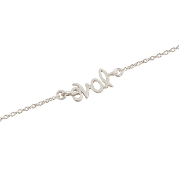 Designers Handcrafted Solid Sterling Silver Cursive Style Love Word Chain Bracelet