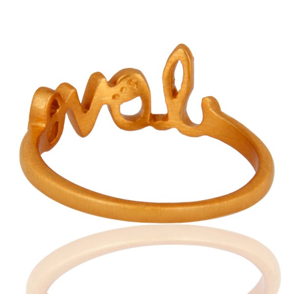 Suppliers 18K Yellow Gold-Plated Sterling Silver Cursive Style "Love" Band Ring