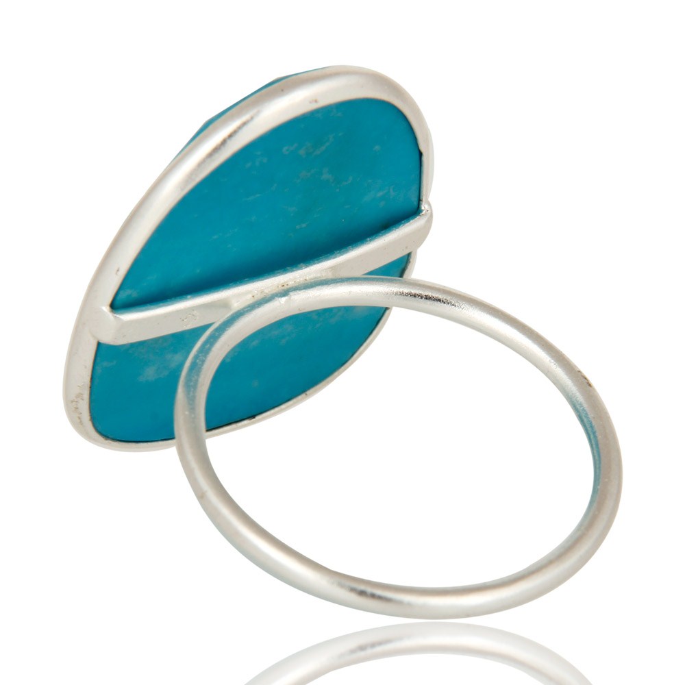 Suppliers 925 Sterling Silver Turquoise Gemstone Bezel Set Handmade Ring
