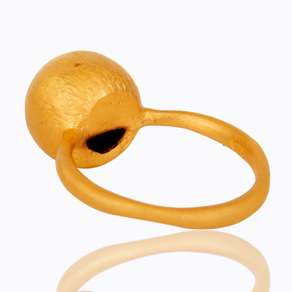 18K Yellow Gold Plated Silver Brushed Finish Stacking Ring