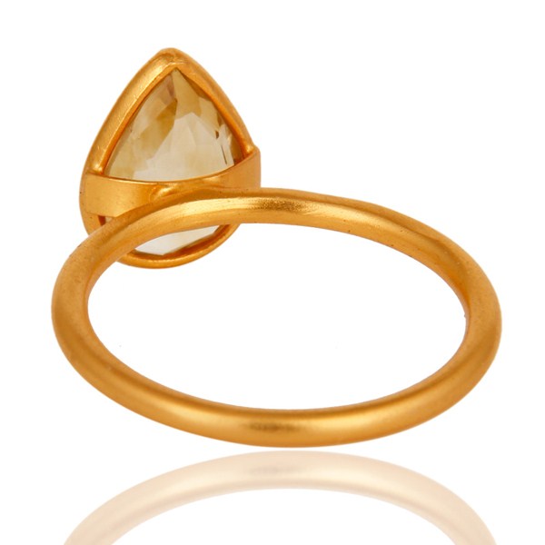 Suppliers 18K Yellow Gold Plated Sterling Silver Natural Citrine Gemstone Ring