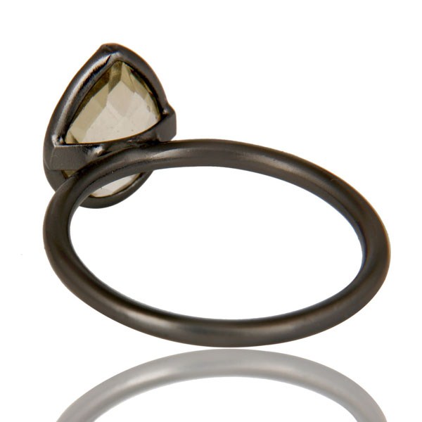 Suppliers Oxidized Sterling Silver Pear Shaped Lemon Topaz Gemstone Stackable Ring