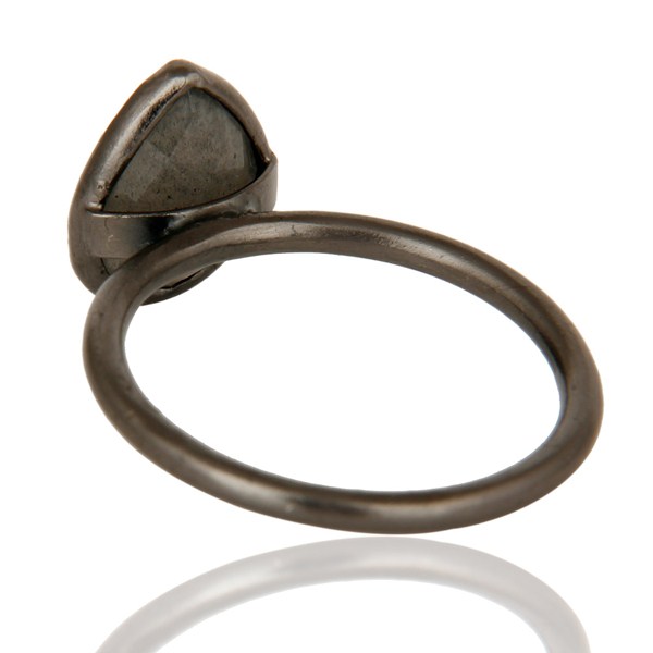 Suppliers Black Oxidized Sterling Silver Labradorite Gemstone Bezel Drop Ring