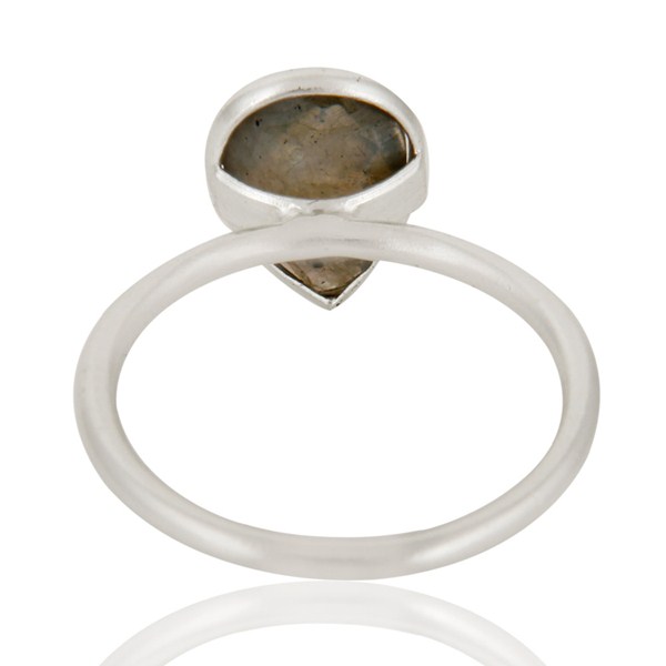 Suppliers 925 Solid Sterling Silver Labradorite Gemstone Bezel Set Drop Ring