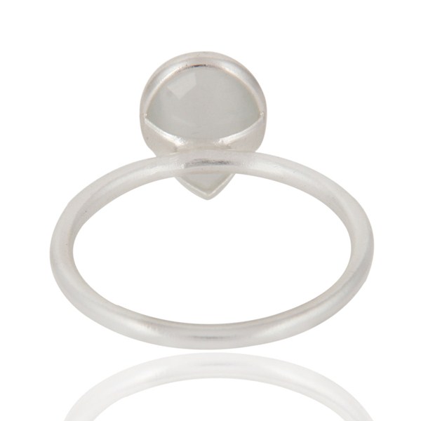 Suppliers Genuine 925 Sterling Silver White Moonstone Bezel Set Drop Ring