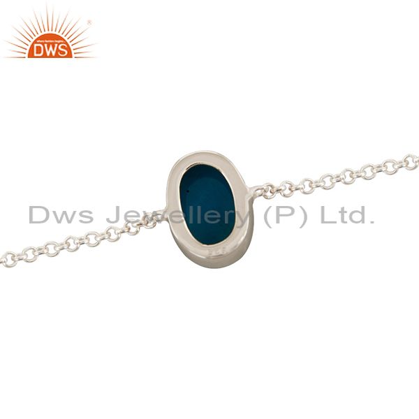 Suppliers Oval Shaped Druzy Agate Sterling Silver Bezel-Set Chain Bracelet