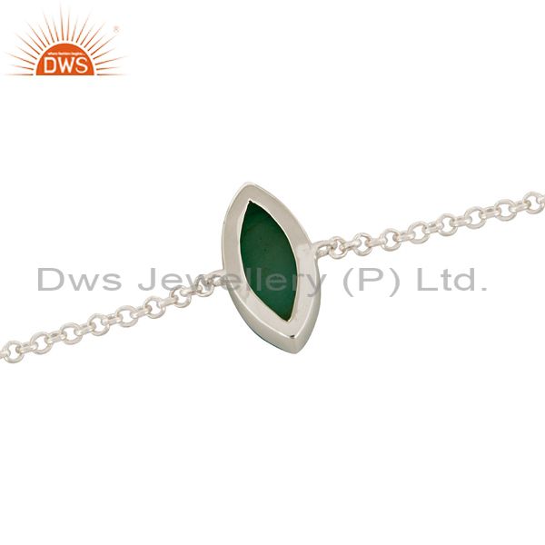 Suppliers Light Green Druzy Agate Genuine Sterling Silver Chain Bracelet
