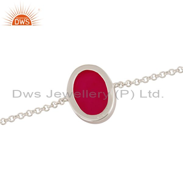 Suppliers Genuine Sterling Silver Pink Druzy Agate Gemstone Fashion Bracelet