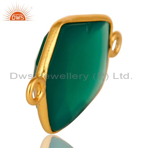 Suppliers 18K Yellow Gold Plated Sterling Silver Green Onyx Bezel Set Connector