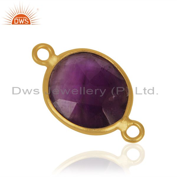 Suppliers Amethyst Gemstone Gold Plated 925 Silver Jewelry Connector Findings Manufacturer