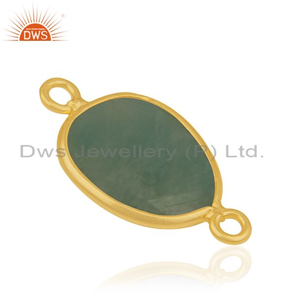 Suppliers Amazonite Gemstone Gold Plated 925 Silver Connectors Jewelry Findings