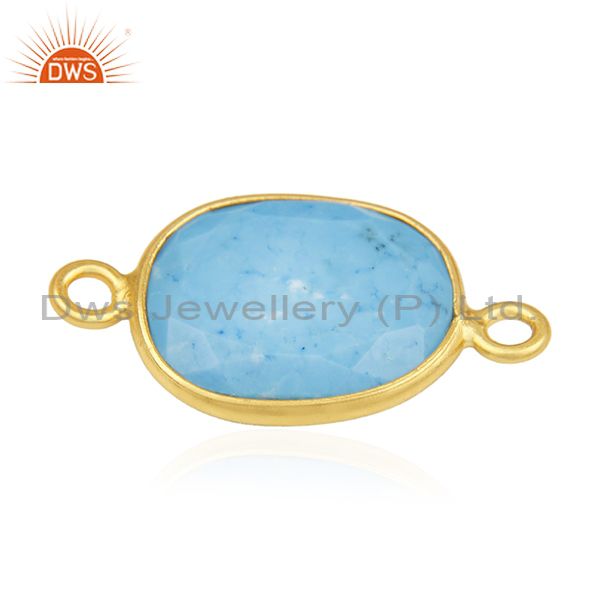 Suppliers Turquoise Gemstone 925 Silver Gold Plated Connectors Manufacturer from India