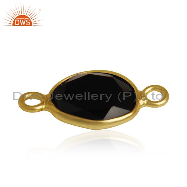 Suppliers Black Onyx Gemstone 925 Silver Gold Plated Connectors Wholesale Supplier India