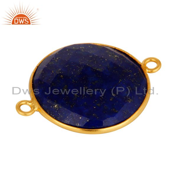 Suppliers 925 Sterling Silver Natural Lapis Lazuli Gemstone Connector With Gold Plated
